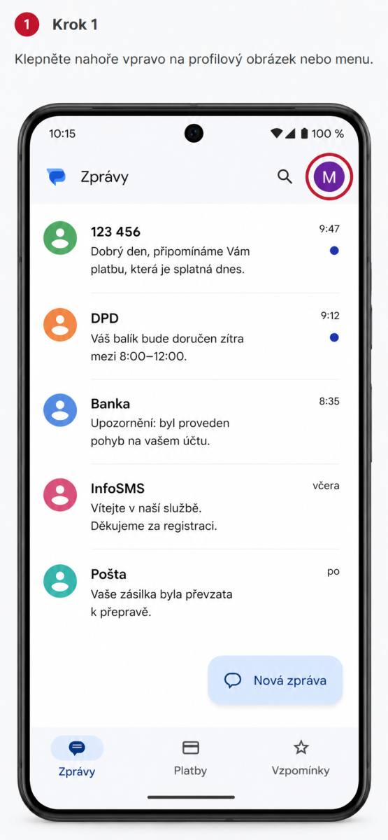 Profilové menu